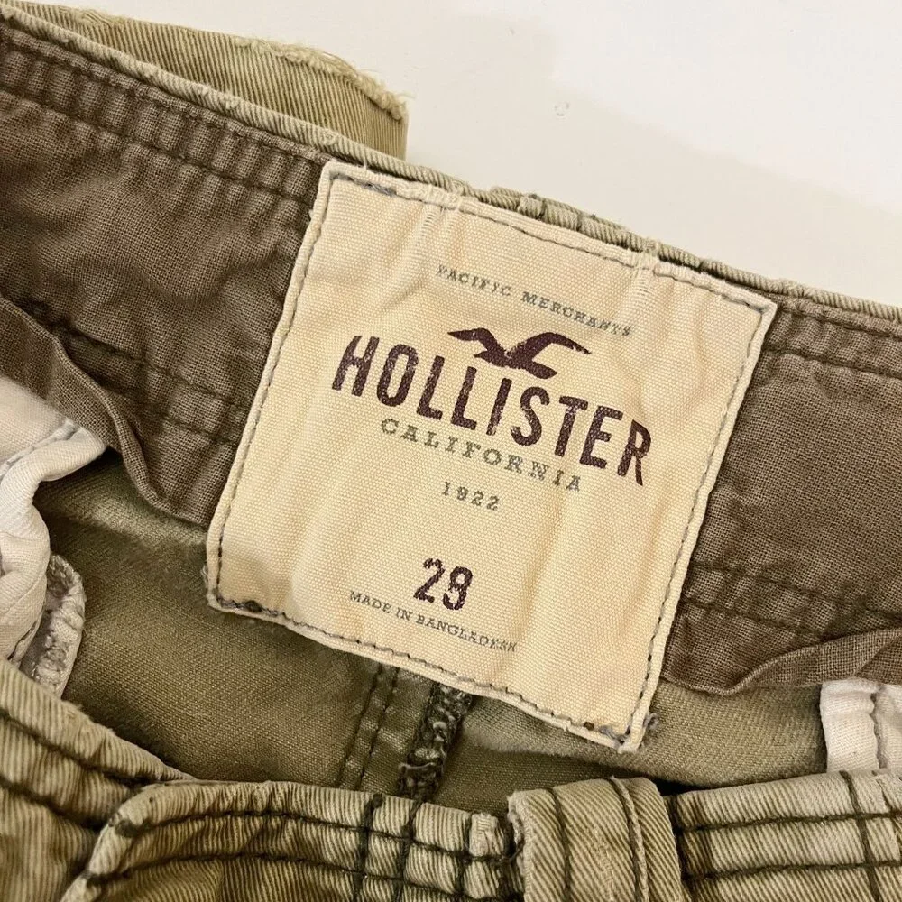 Vintage Hollister Y2K Green Cargo Shorts Distressed -‎ Men's Size 28